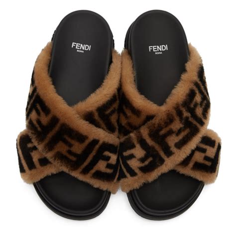 fendi shearling slides|fendi women's slides.